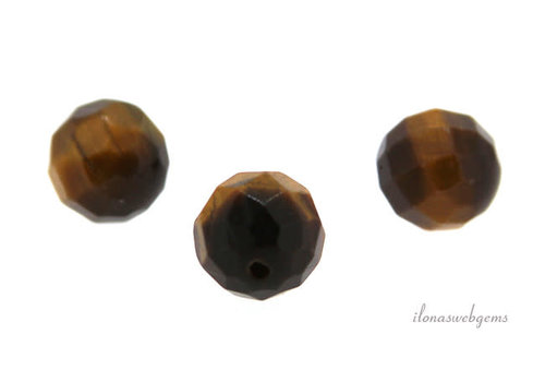 1x Tigereye bead faceted 8mm - half pierced