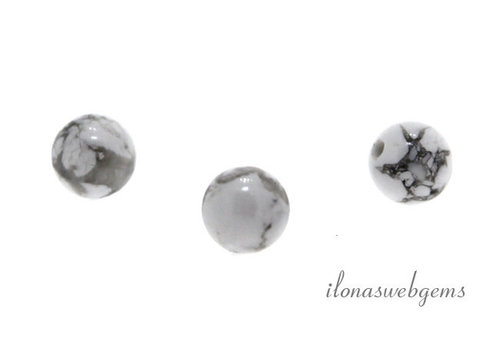 1x Howlite white bead round 6mm - half pierced