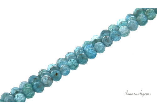 Apatiet kralen blauw facet rond ca. 3mm