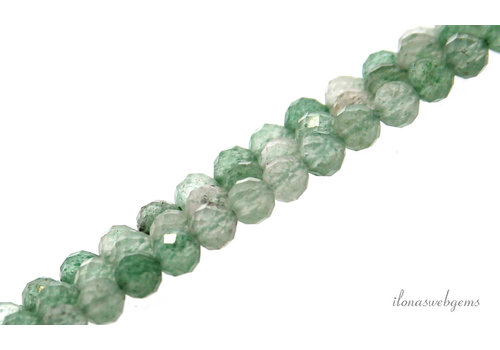 Groene Strawberry quartz kralen rond facet ca. 4mm