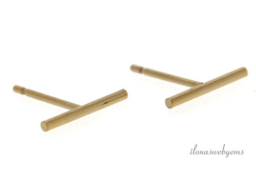 1 Paar Ohrstecker mit 14-Karat/20-Gold-Füllung, minimalistischer Stab, ca. 10 mm