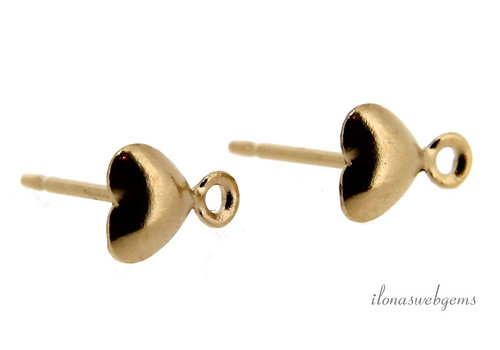 1 pair of 14k/20 Gold filled heart stud earrings with minimalist eye, approx. 5mm