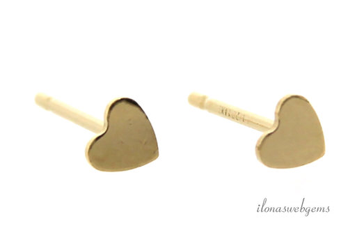 1 pair of 14/20 Gold filled heart stud earrings minimalist approx. 3.5mm