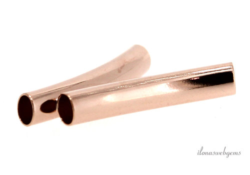 Rose Vermeil double tube bead approx. 30x20x5mm