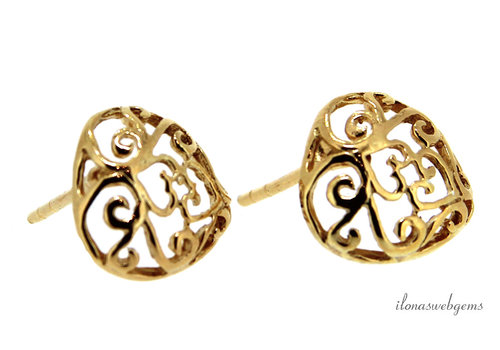 1 paar Vermeil oorstekers hart ca. 12x11.5x14mm