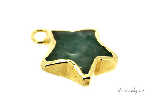 Minimalist 18 krt Vermeil Labradorite pendant star approx. 12x10x4.5mm