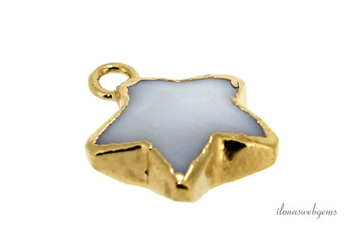 Minimalistisch Vermeil witte Jade hanger ster ca. 12x10x4mm