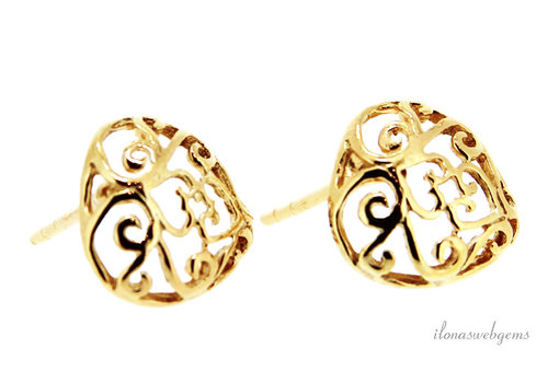 1 pair of Vermeil stud earrings heart approx. 12x11.5x14mm