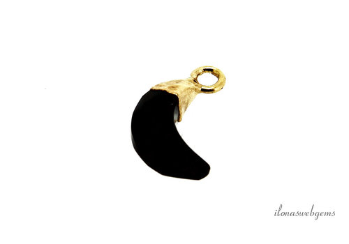 Minimalistisch 18 krt Vermeil Onyx hanger maantje ca. 12x7x3.5mm