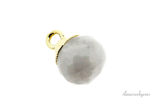 Minimalist 18 krt Vermeil Rainbow moonstone pendant round facet about 10x7mm