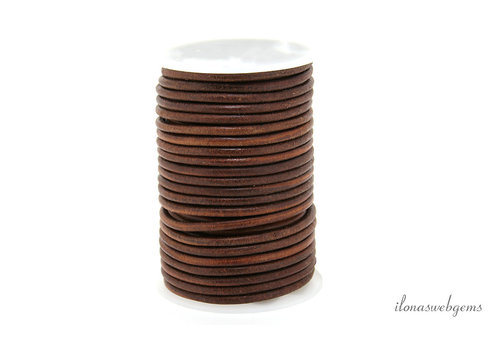 1 meter luxe Leer koord bruin rond 4mm