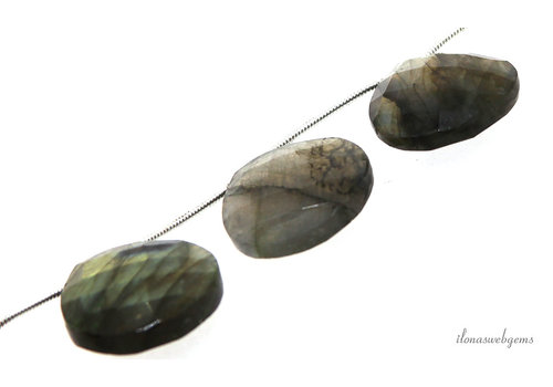 Labradorite beads faceted drops about 14.5x15x6mm