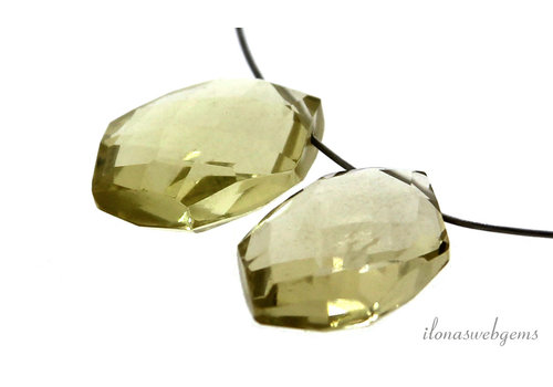 1 paar Lemon Quartz  druppels ca. 8x12mm