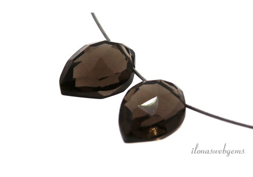 1 paar Rookkwarts druppels ca. 8x6mm