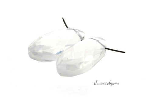 1 paar  Rock Crystal druppels shieldshape  ca 12x8mm
