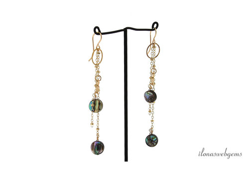 Inspiratie: oorbellen met Abalone coins - Gold filled