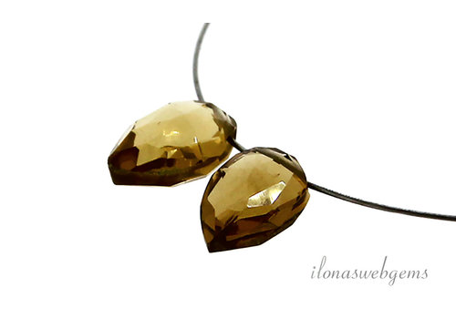 1 pair of beer quartz drops approx.6x8mm