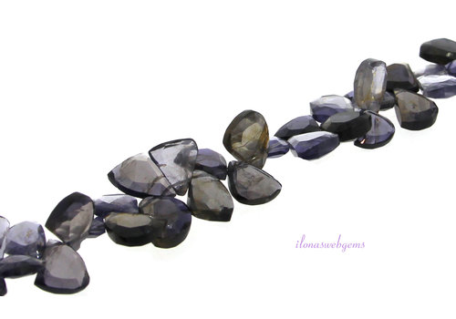 Iolite beads faceted fancy slided about 10x7mm