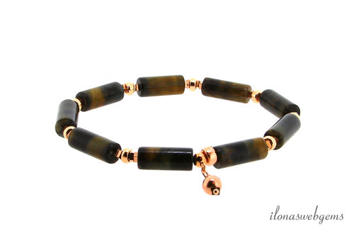 Inspiration: Tiger's eye cylinder with 14/20 Rose Gold Filled bracelet