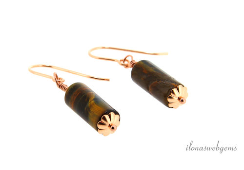 Inspiration: Tiger's eye cylinder with 14/20 Rose Gold Filled earrings