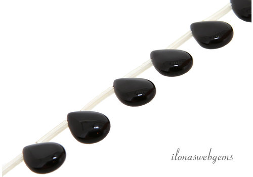 Strang Onyx Tropfen flach ca. 18x13mm