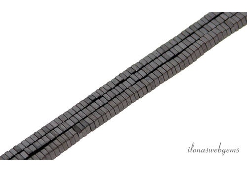 Hematite beads square black about 2x2mm