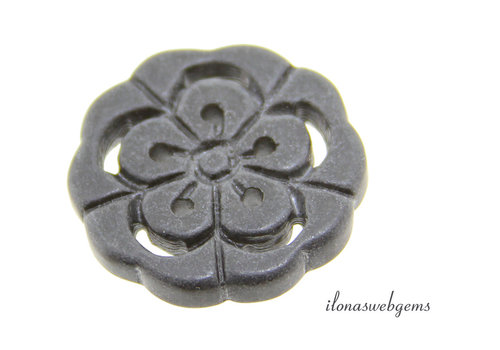 Jade amulet flower black approx. 29mm