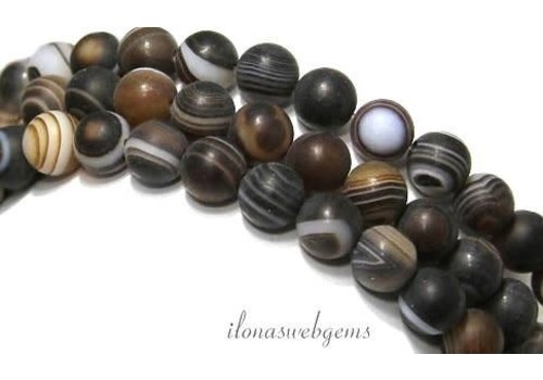 Brown stripe Agate beads round matte about 12mm