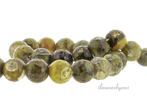 Fire agate beads round facet about 14mm