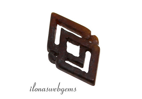 Jade Amulett Epa Jade braun ca. 37x20mm