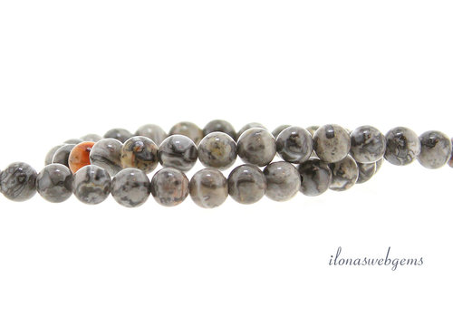 Silbergraue Crazy-Achat-Perlen, rund, ca. 6 mm