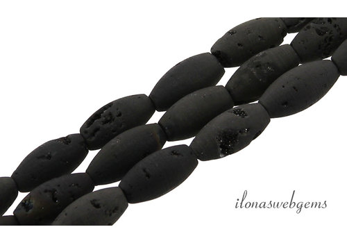 Druzy Agate beads black barrel about 8x17mm