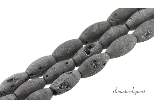 Druzy Agaat kralen grijs tonnetje ca. 8x17mm