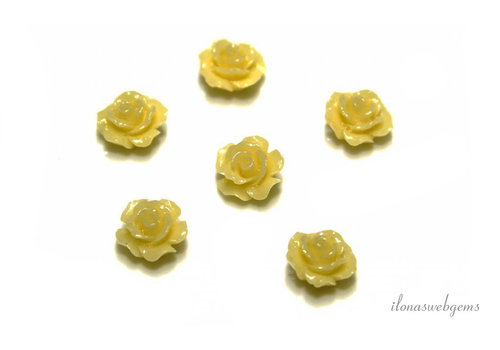 Koraal roosje geel ca. 10x6mm (kraal)