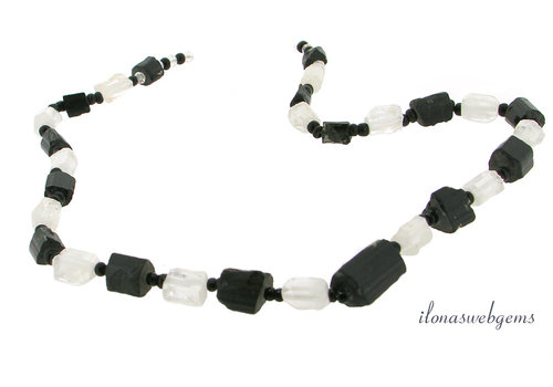 Rock crystal and black tourmaline beads (Schörl) Silk Road