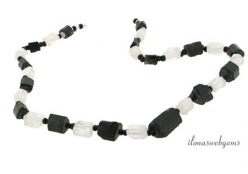 Rock crystal and black Tourmaline beads (Schörl)