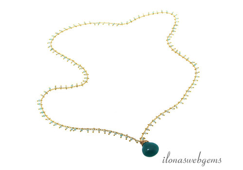 Inspiratie ketting met amazoniet en jade druppel