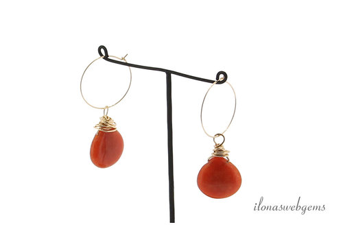 Inspiratie Gold filled  creolen Jade druppels