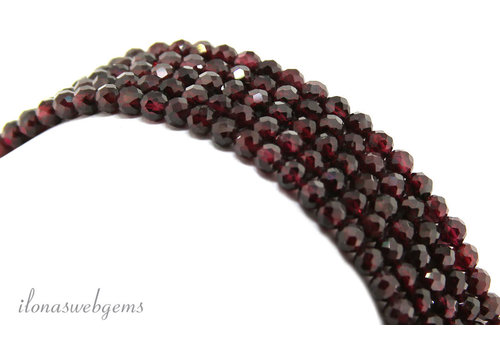 Garnet beads round faceted about 3mm