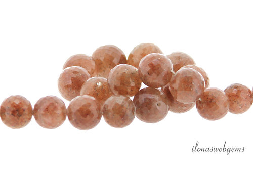 Strawberry Quartz kralen rond facet ca. 7 tot 10mm