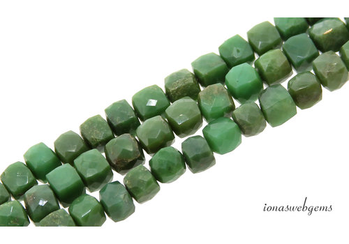 Chrysoprase beads faceted cube about 7x7mm