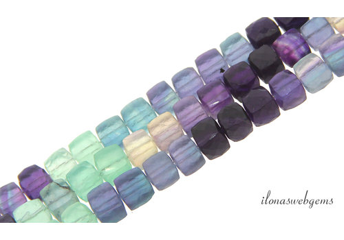 Fluoritperlen facettierter Würfel 8x8mm