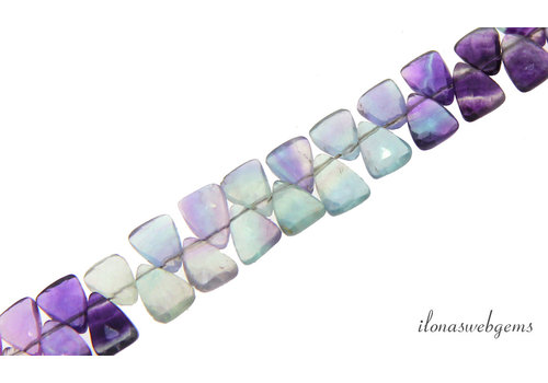 Fluorite beads faceted drops about 8x8x4mm