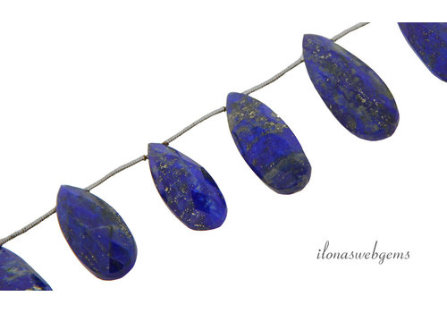 Lapis lazuli beads faceted drops about 31x12x7mm