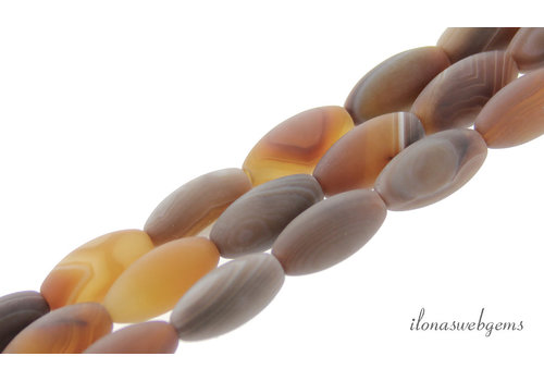 Agate beads brown matte barrel about 20x10mm