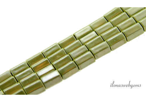 Limettengrüne Hämatitperlen Rohrperle ca. 8x5mm
