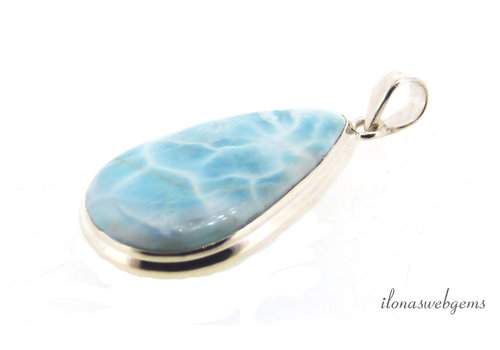 Sterling zilveren Larimar hanger ca. 43x24x6mm