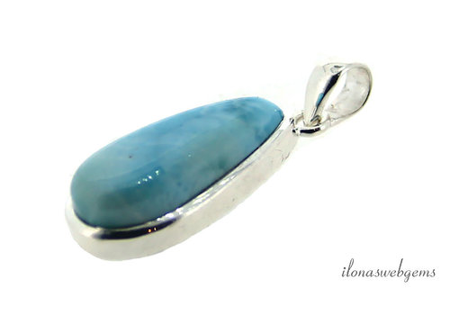 Sterling zilveren Larimar hanger ca. 33x14x8mm