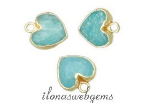 Minimalist Vermeil Amazonite pendant heart approx. 12x10x4mm