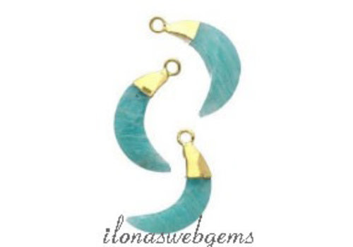 Minimalistisch Vermeil Amazoniet hanger maantje ca. 13x7x4mm